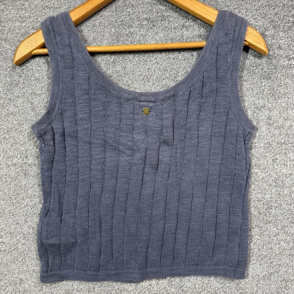 Roxy Tank Top Lot of 2 Ribbed Knit Button Front Medium Navy Blue Mustard Yellow